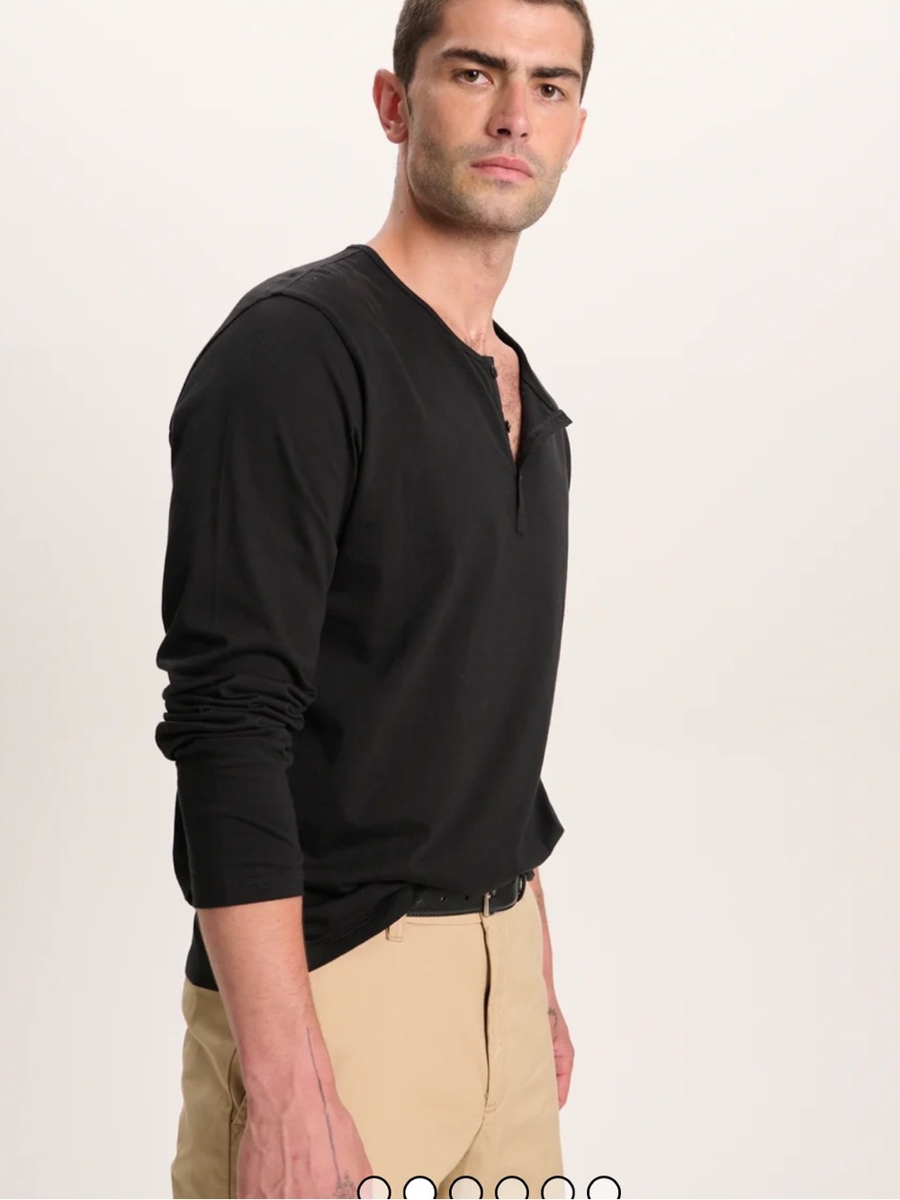 Zara Black Long-Sleeve Henley for Men, XL